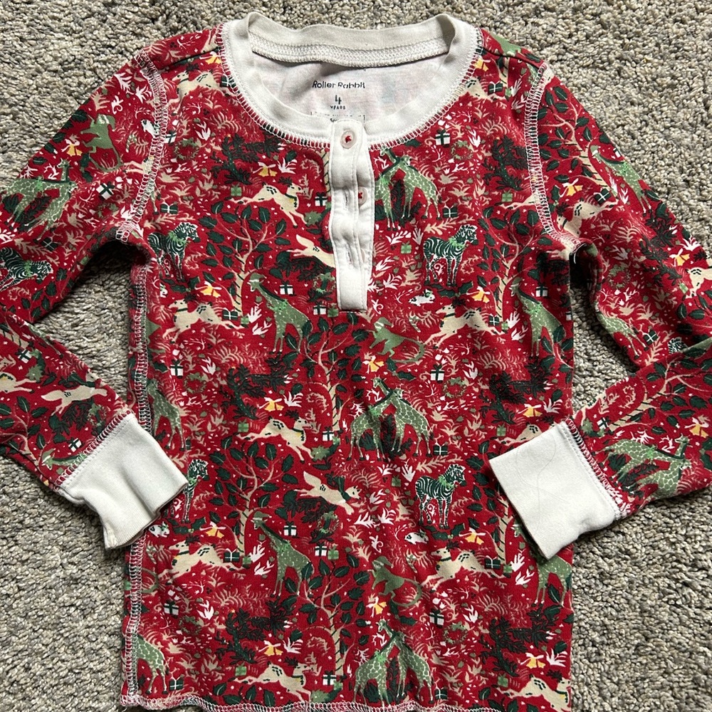 Roller Rabbit Kids Holiday Henley Top | Size 4Y